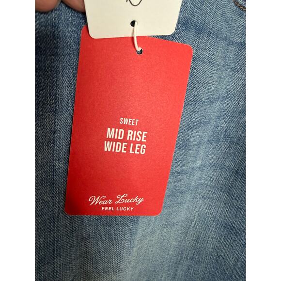 Lucky Brand Mid Rise Sweet Wide Leg Jeans Women's 14/32 Moonlit Mist Wash New - Picture 7 of 15